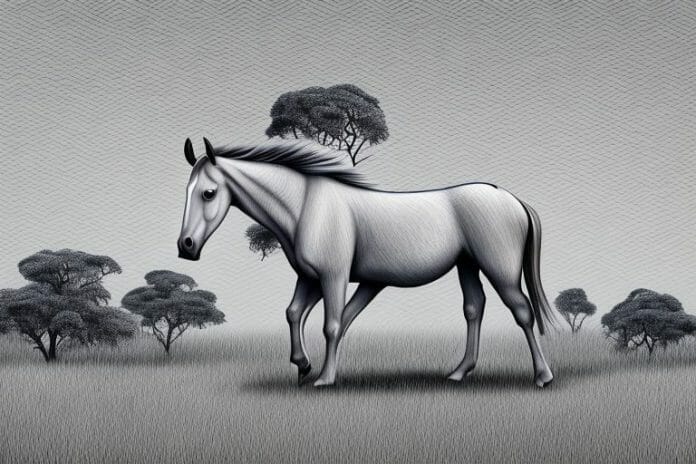 A kathiawari horse in a rural south african landscape