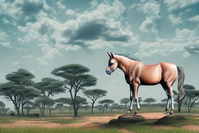 A kathiawari horse in a rural landscape in kuruman