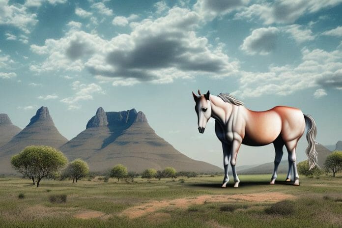 A kathiawari horse in a rural landscape in colesberg