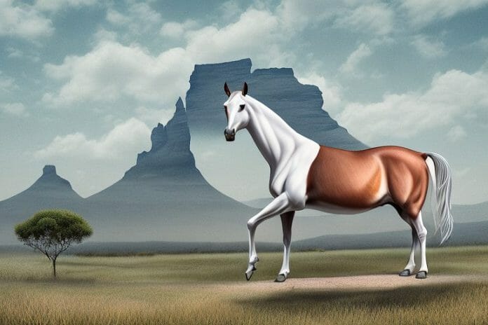 A kathiawari horse in a rural setting in calvinia
