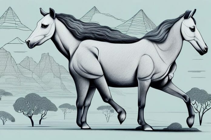 A kathiawari horse in a landscape of the north west