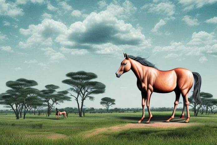 A kathiawari horse in a rural landscape near potchefstroom
