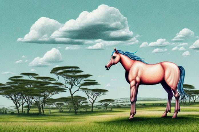 A kathiawari horse in a rural landscape in stilfontein