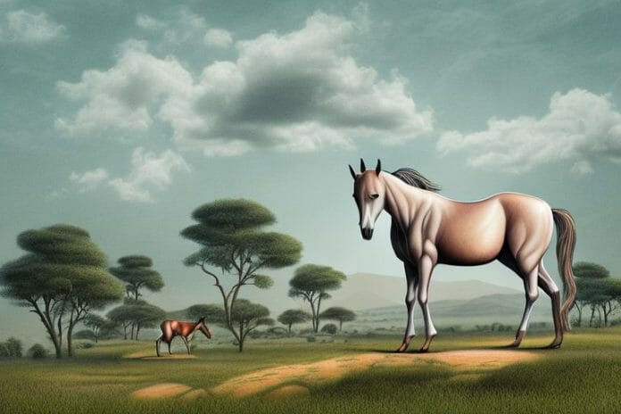 A kathiawari horse in a rural landscape in worcester