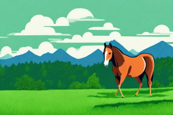 A horse in a lush