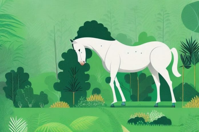 A horse in a lush