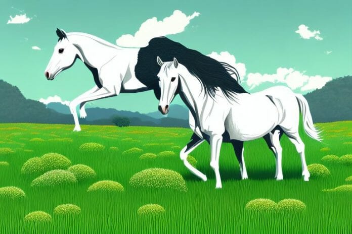 A horse in a lush green meadow in the black forest of mthatha