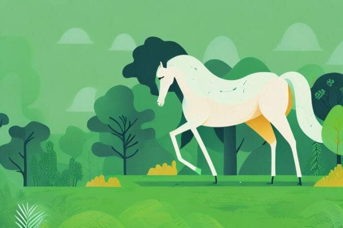 A horse in a lush