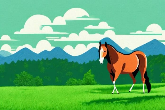 A horse in a lush