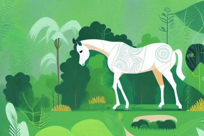 A horse in a lush