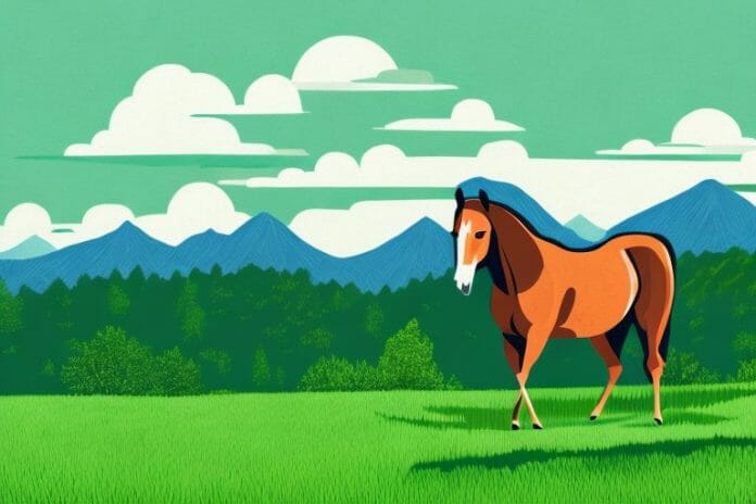 A horse in a lush