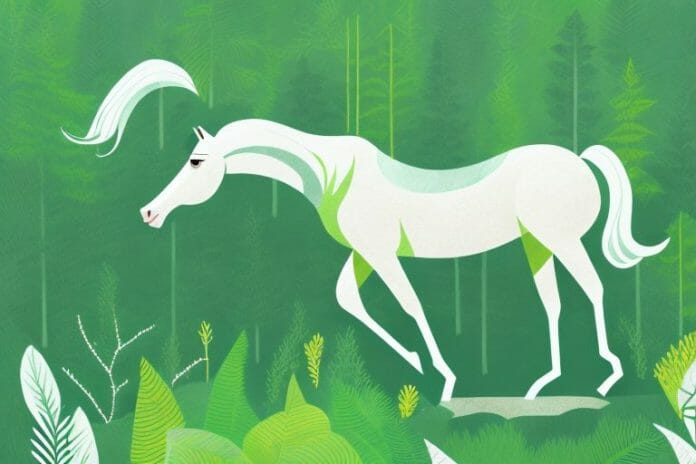 A horse in a lush