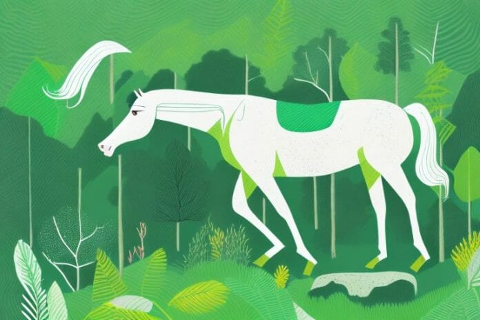 A horse in a lush