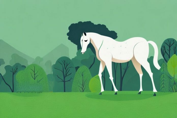 A horse in a lush