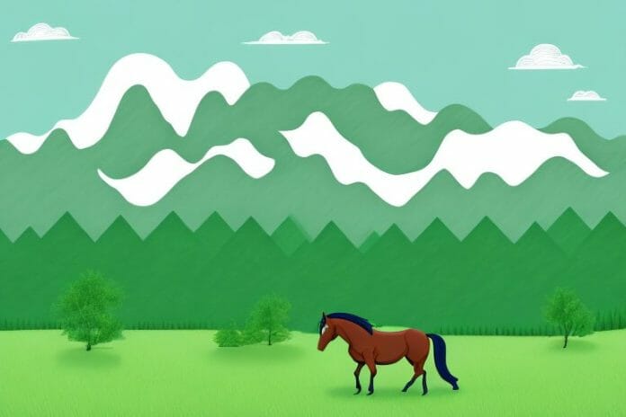 A horse in a lush