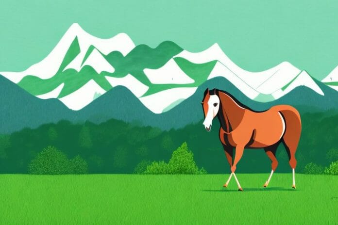 A horse in a lush