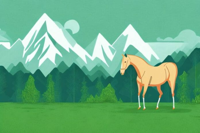 A horse standing in a lush