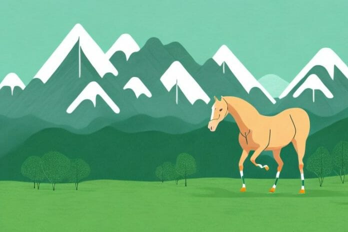 A horse in a lush