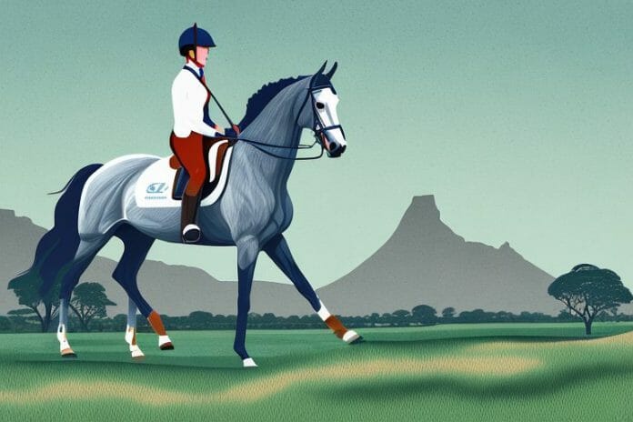 An irish sport horse in a rural south african landscape