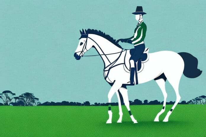 An irish sport horse in a field in empangeni