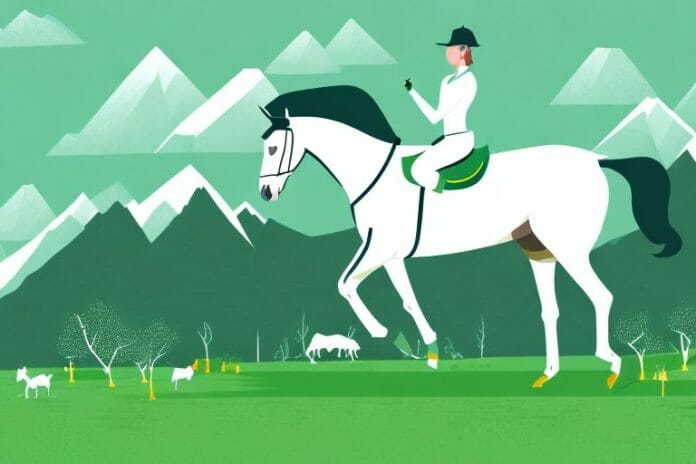A majestic irish sport horse in a lush