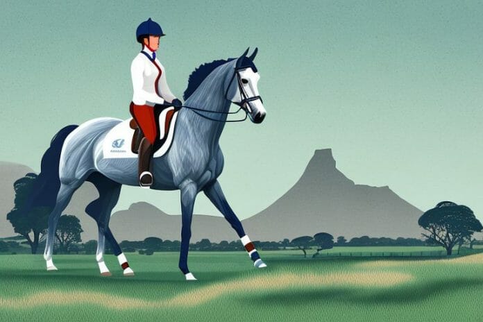 An irish sport horse in a rural south african landscape