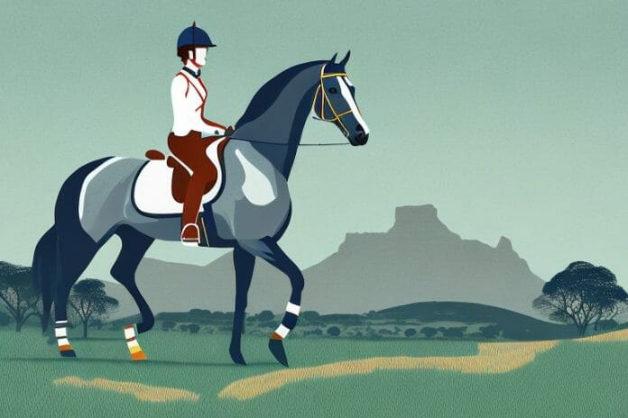 An irish sport horse in a rural south african landscape