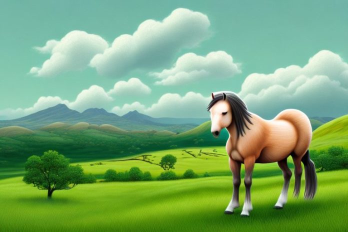 A connemara pony in a rural landscape