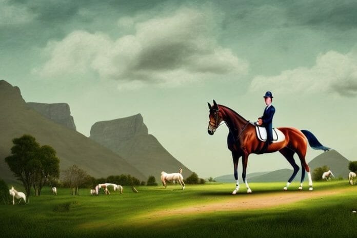 An irish sport horse in a rural landscape in east rand