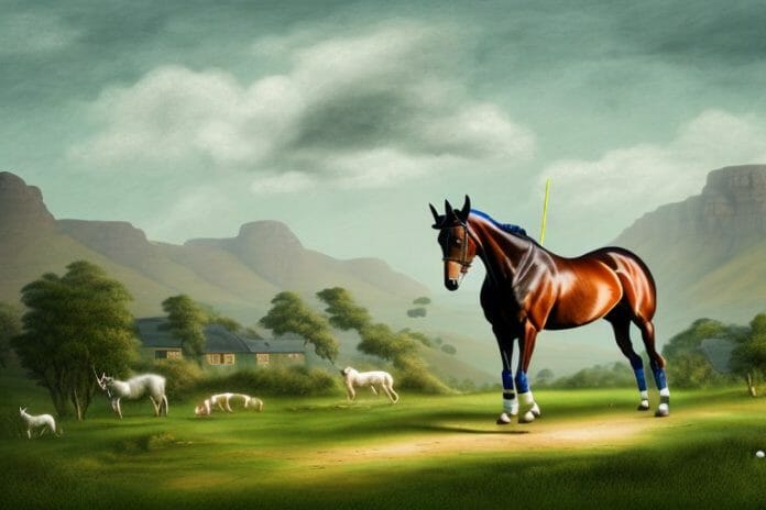 An irish sport horse in a rural landscape in greater pretoria