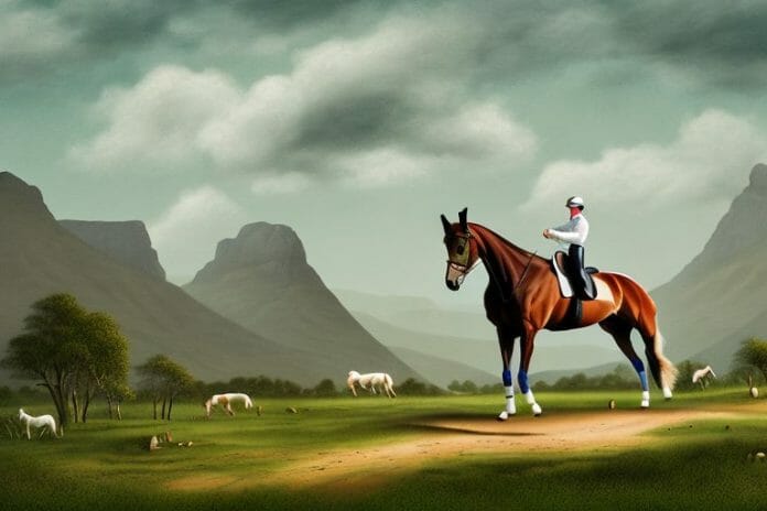 An irish sport horse in a rural landscape in limpopo