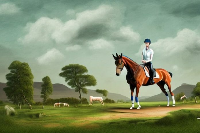An irish sport horse in a rural landscape in musina