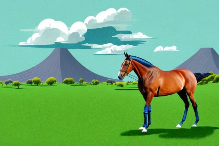 An irish sport horse in a grassy landscape in tzaneen