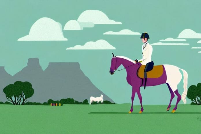 An irish sport horse in a rural south african landscape