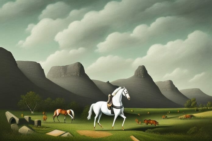 An irish sport horse in a rural landscape in louis trichardt
