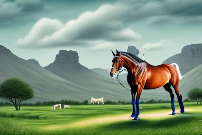An irish sport horse in a rural setting in mpumalanga