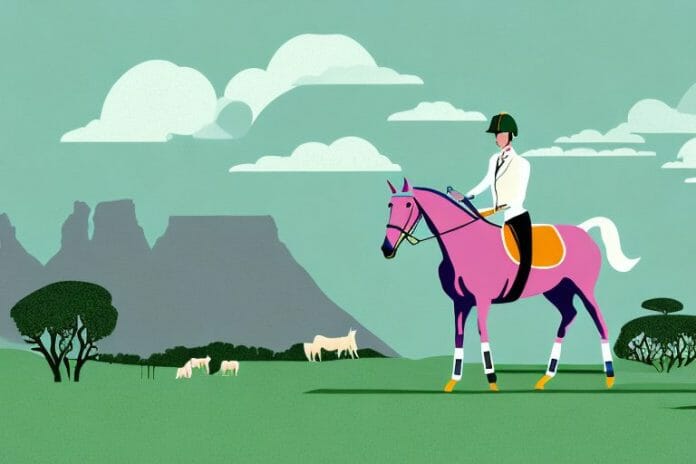 An irish sport horse in a rural south african landscape