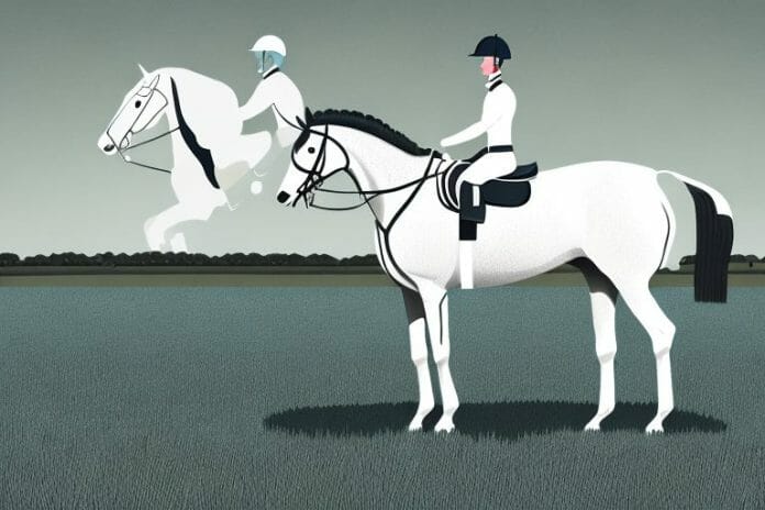 An irish sport horse standing in a field in de aar