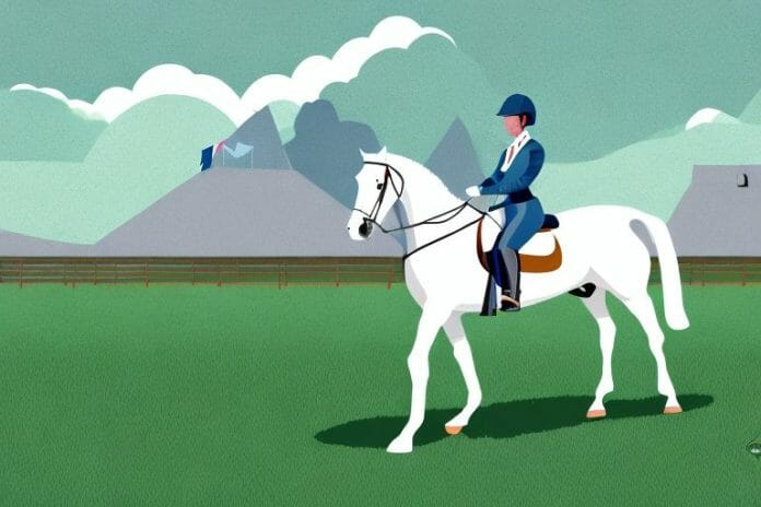 An irish sport horse in a field in warrenton