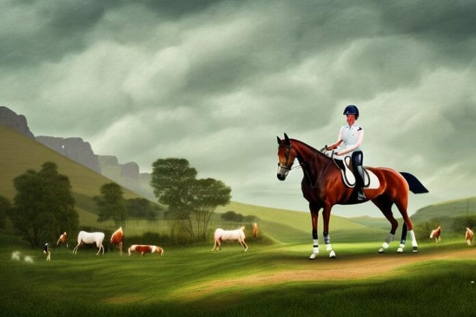An irish sport horse in a rural landscape in postmasburg