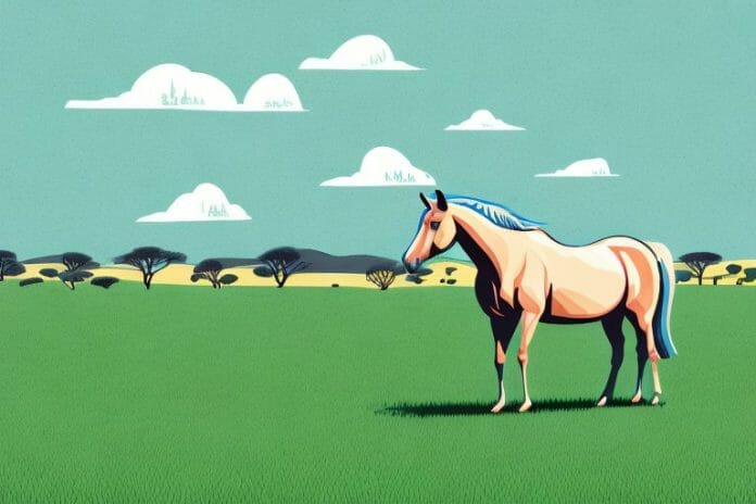 A horse in a paddock in the south african countryside