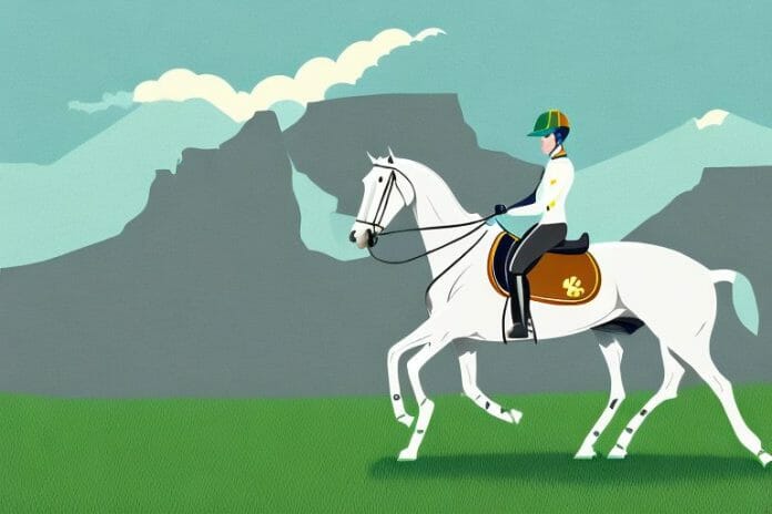 An irish sport horse in a field in mogwase