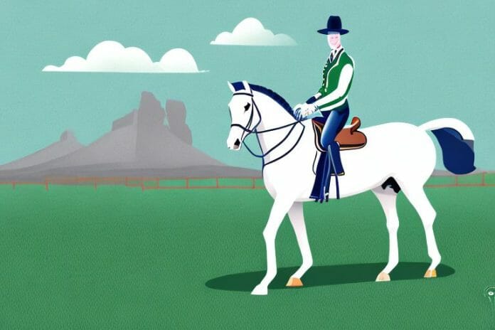 An irish sport horse in a field in george