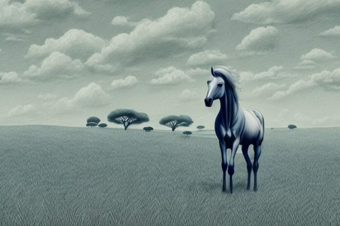 A horse in a field in worcester