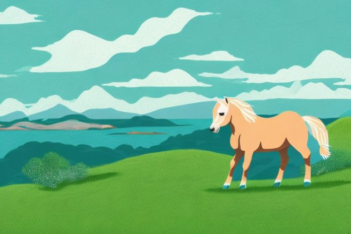 A connemara pony in a landscape setting