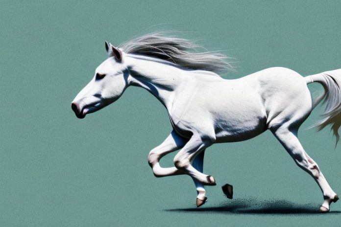 A connemara pony horse galloping through a rural landscape in mthatha