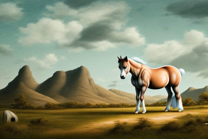 A connemara pony horse in a rural landscape in graaff-reinet