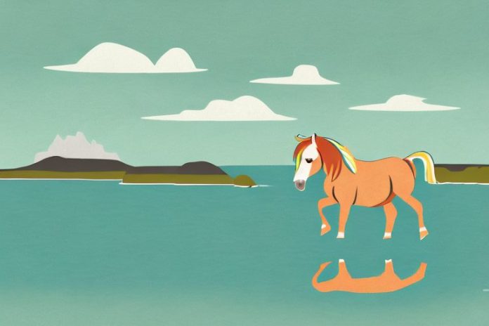 A connemara pony in a scenic landscape of jeffreys bay