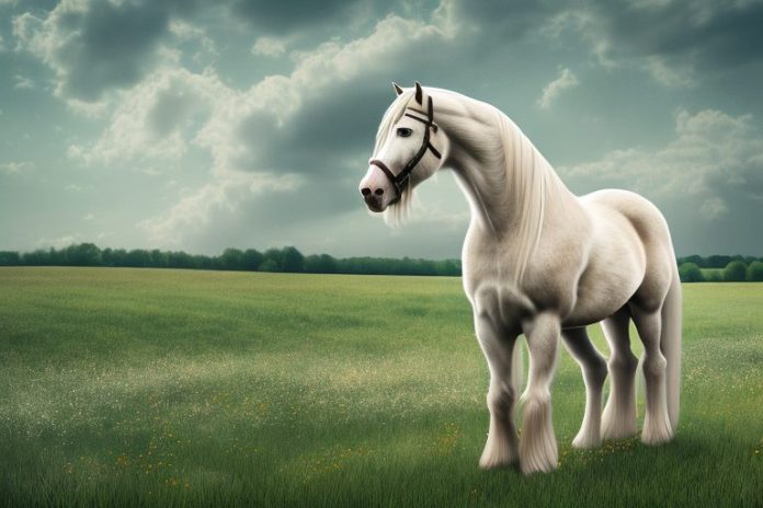 An american belgian draft horse in a rural setting