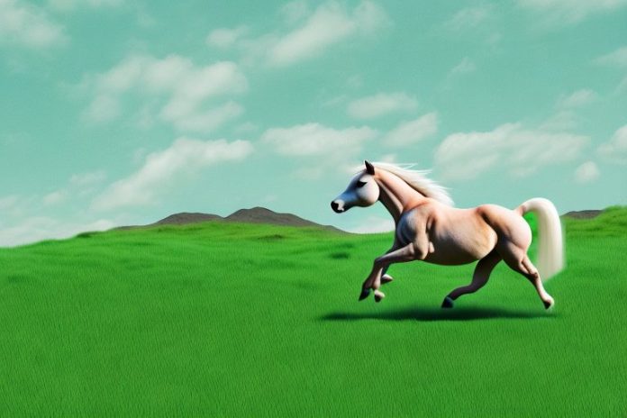 A connemara pony galloping through a grassy landscape in vereeniging